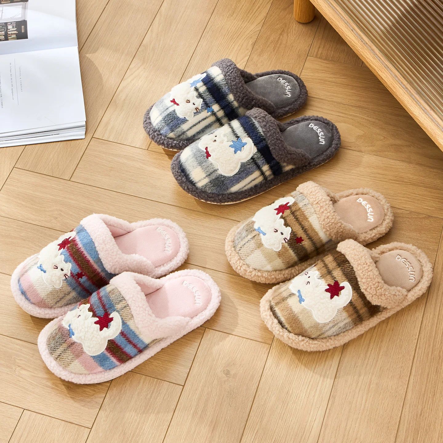 TZLDN Pantofole da casa con fondo morbido e spesso da donna Pantofole in peluche per la casa Pantofole termiche antiscivolo per interni invernali