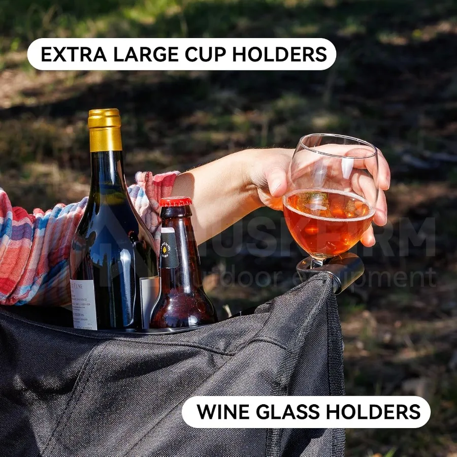 كرسي تخييم كبير الحجم لشخصين للبالغين، كرسي قابل للطي للاستخدام الخارجي عالي التحمل، كرسي حديقة محمول باللون الأسود مثالي لـ #5