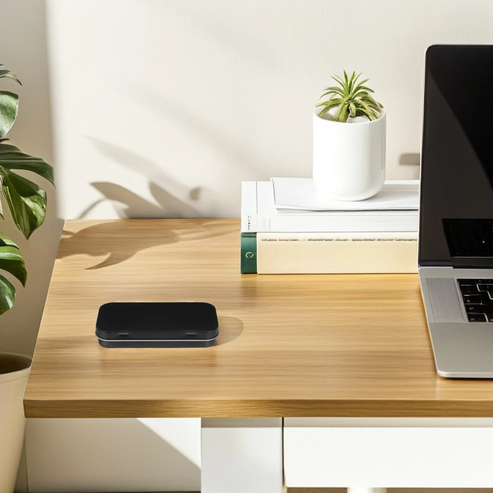 

Small Rectangular Hinged Tin Box - Metal Storage Container for Jewelry Crafts Home Office Organization Decorative Black Tinplate