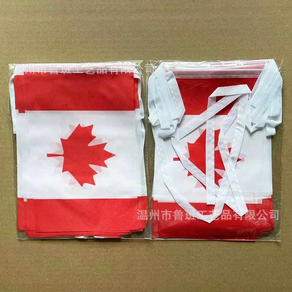 （TIKI FLAG）20pcs/lot Canada bunting flags 14x21cm Pennant Canada String Banner Festival Party Holiday for decoration
