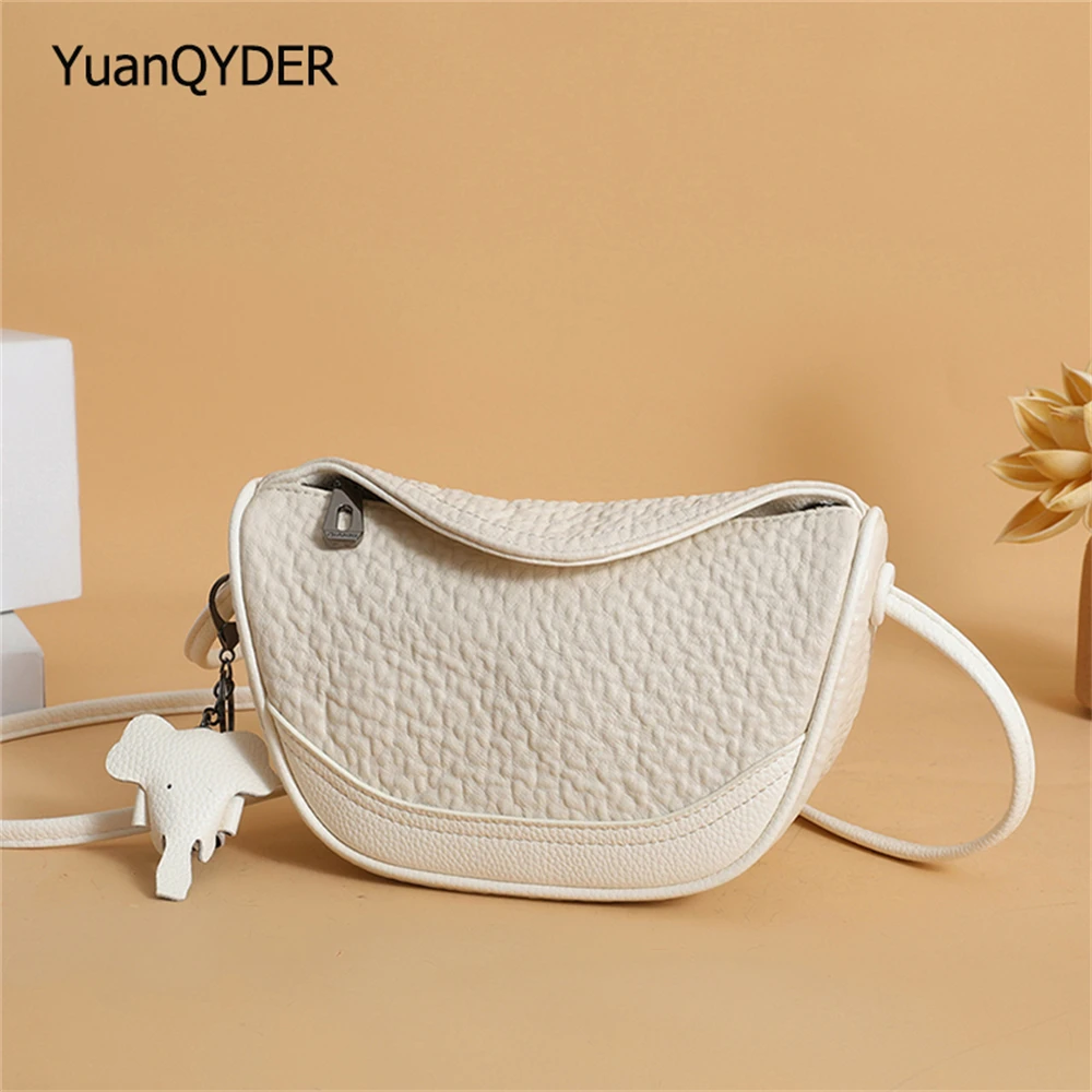 

High Quality Genuine Leather Shoulder Bag Fashion Tassel Design Ladies Mobile Phone Bag Purse Solid Color Women Crossbody Bags