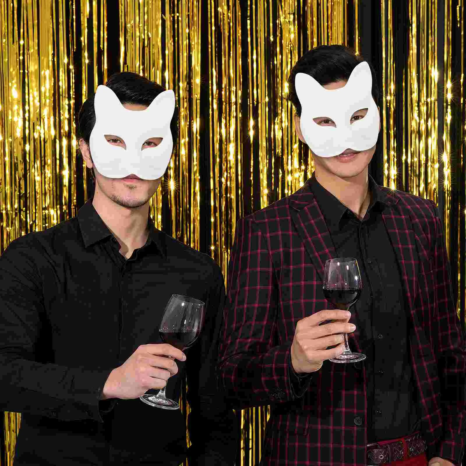 3 Pcs Paw DIY Blank Hand Painted Fox Mask Bridegroom The Animal Half Paper Masquerade Masks