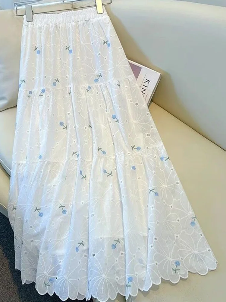 Women Floral Long Skirt Sweet High Waist Cute Skirts Female Spring Summer Preppy Style Elegant Loose Ins Fashion Long Skirts New