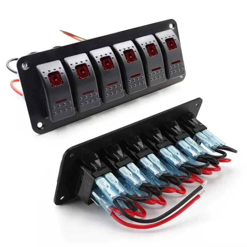 Custom Automotive Rocker Switches 6 Prong Rocker Switch 6 Gang Marine Boat Rocker Switch Panel