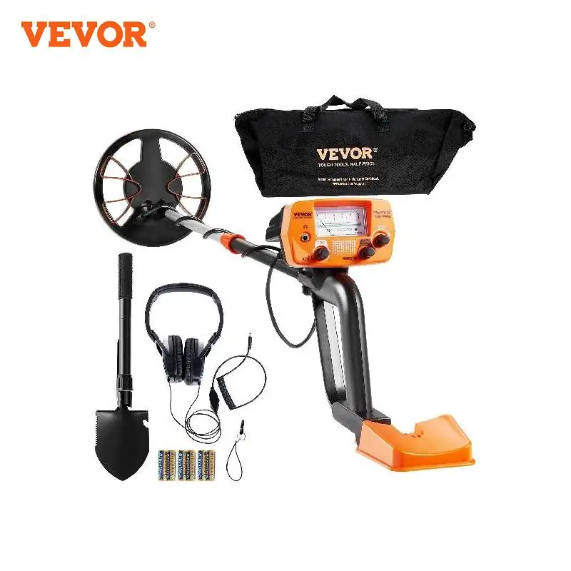 VEVOR Metal Detector 8Inch Waterproof Search Coil with High Accuracy Pointer Display Adjustable 38''-49'' Aluminum Stem Detector