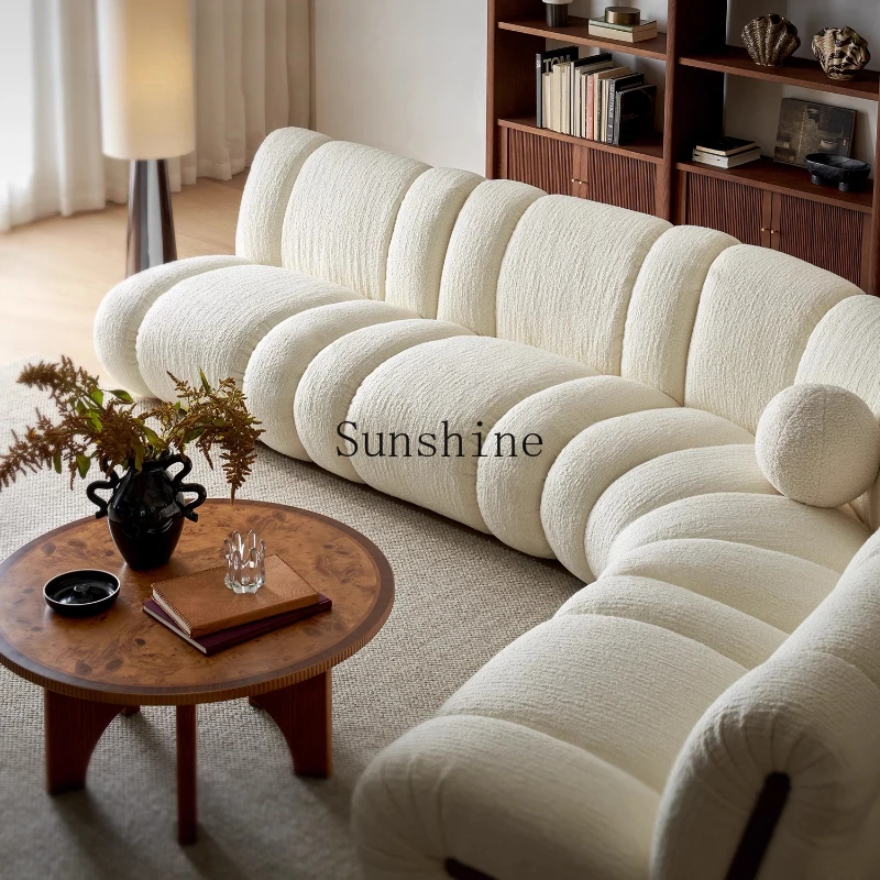 

Retro small apartment living room medieval no armrests free combination fabric module sofa