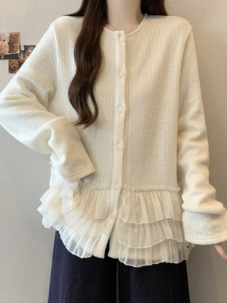 

Женский вязаный кардиган Ele Long Sve, весенняя коллекция 2026, новый, универсальный, стройнящий, с открытым передом