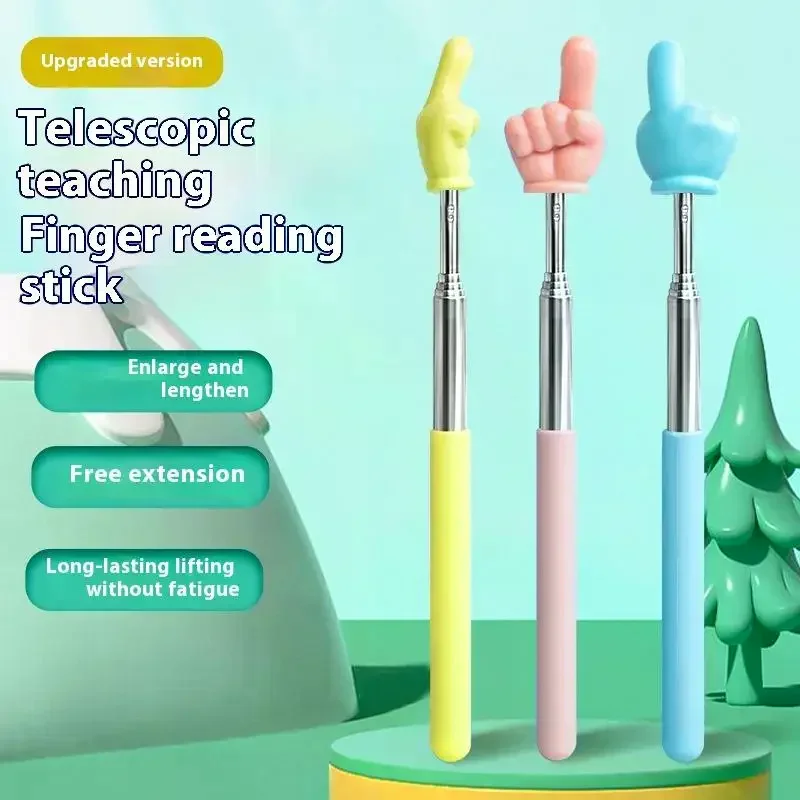 Durable Stainless Steel Teaching Pointer Telescopic Rod Finger Design Teaching Stick Classroom Finger Teachers