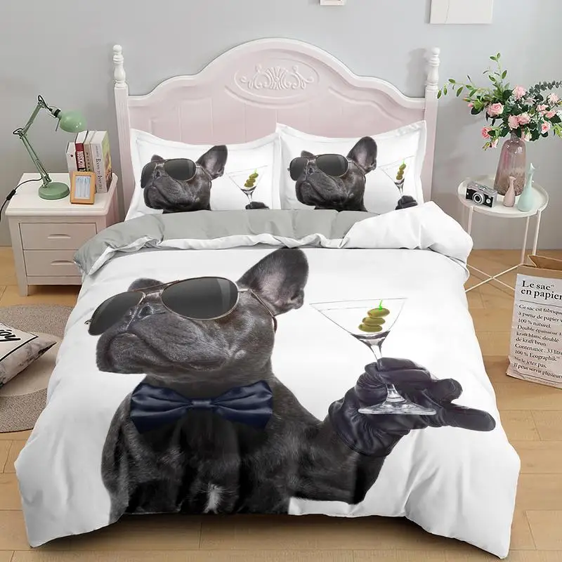 Fashion 3D Dog Bedding Set Digital Print Duvet Cover Pillowcase 2/3 Pcs Bed  Single/Twin/Double/Full/ Queen/ King Size