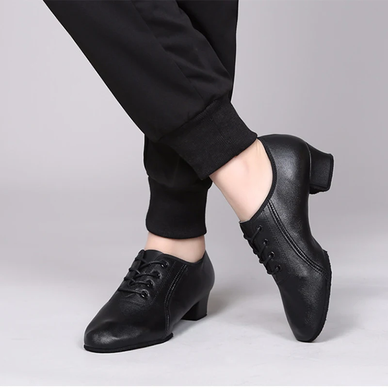 Men Dance Shoes  Ballroom Sneakers Genuine Leather Latin Dance Shoes Modern Dance Shoes Boys Shoes Children Square HEEL 3.5cm