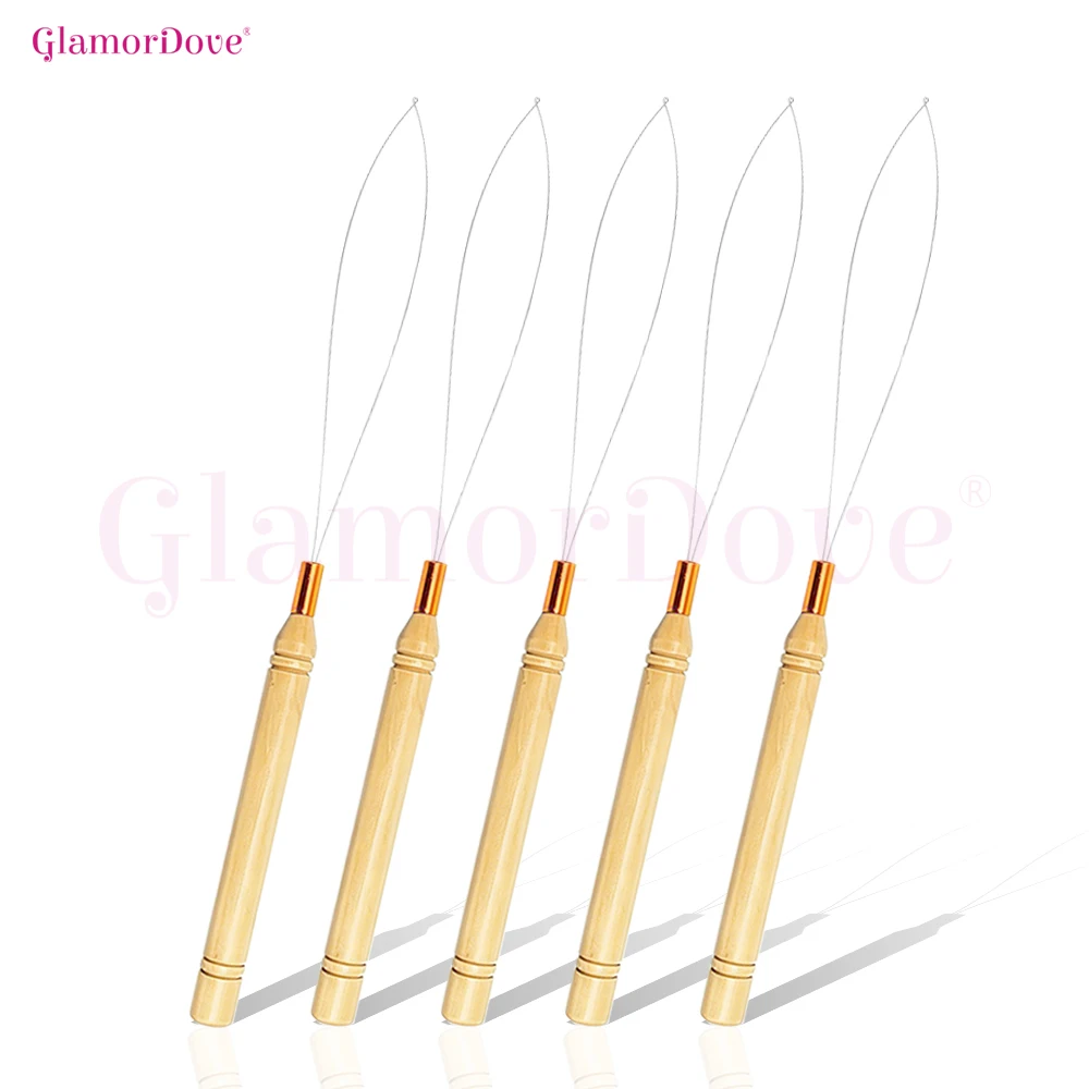 

Набор GlamorDove из 5 инструментов для наращивания волос: игла-нитевдеватель, крючок для вытягивания и инструмент для бусин для микрокольцевого и трессового наращивания волос.