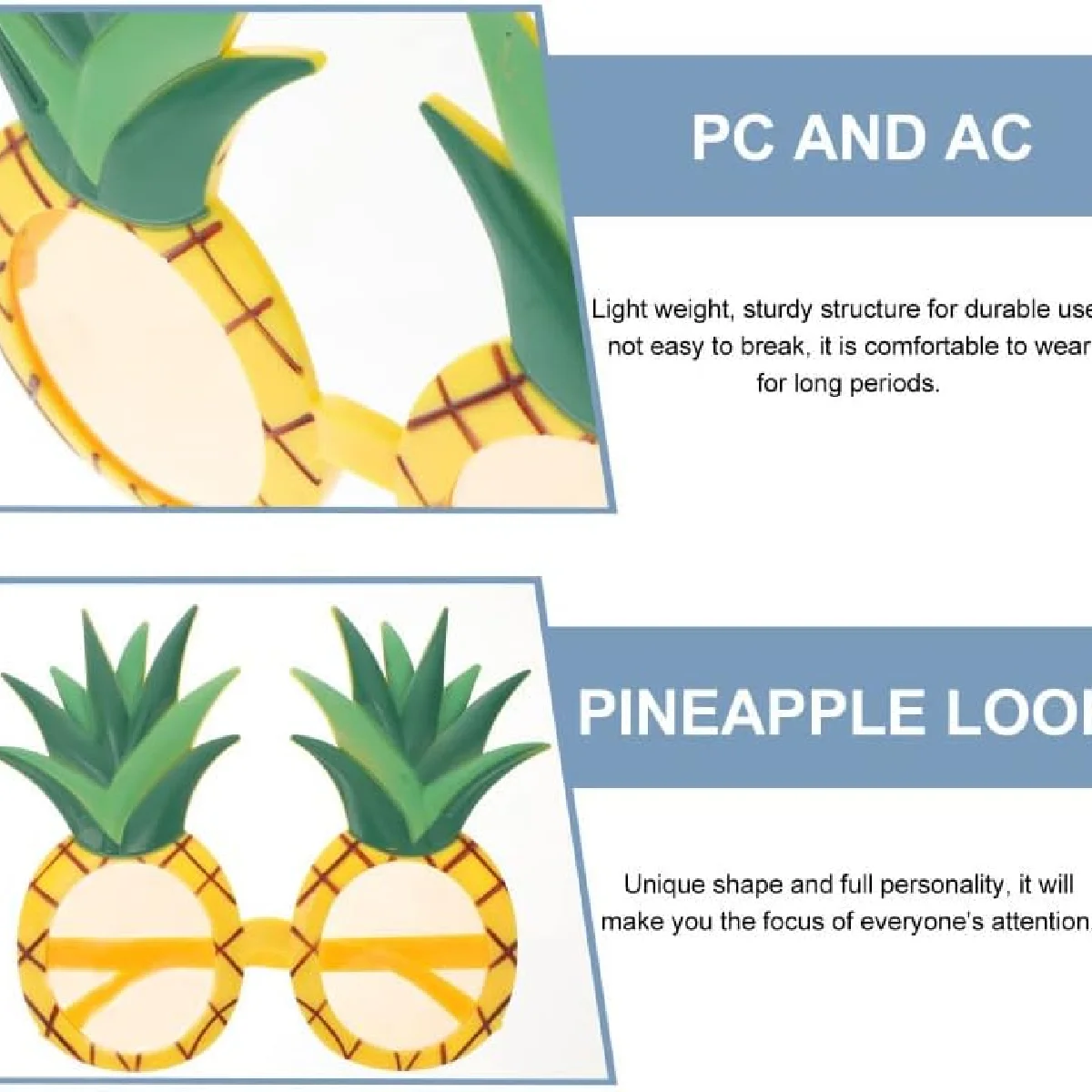 Luau-Lunettes en forme de fruit pour fête, accessoires de photomaton de plage hawaïenne en plastique, ananas amusant, lunettes Harvey et neutres dans l'eau, 8 pièces