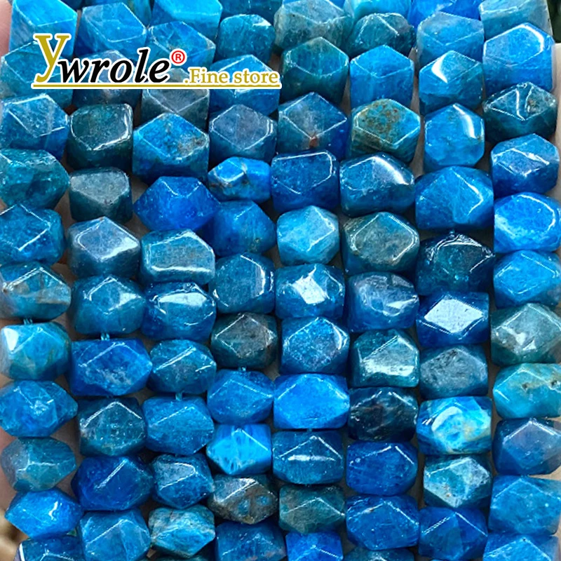 Gem Rough Processed Rondelle Blue Apatite Natural Stone Loose Space Beads for Jewelry Making Diy Bracelet Charms Accessories