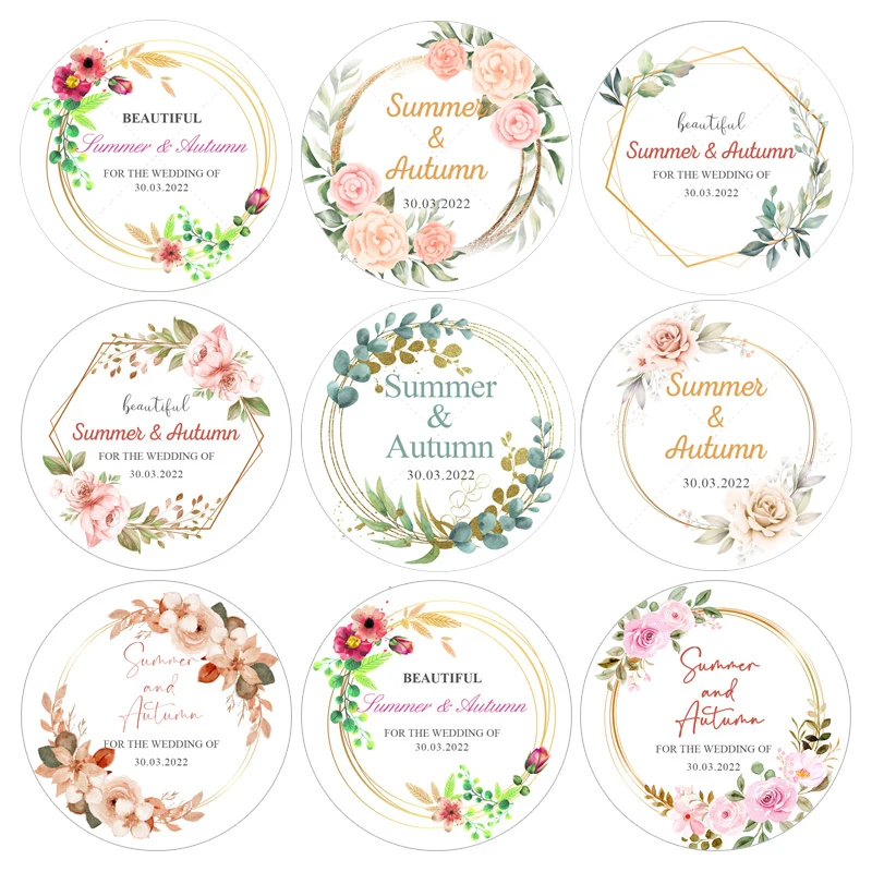 

Custom Wedding Stickers Customized LOGO Design Your Own Stickers Invitations Seals Candy Favors Gift Boxes Paper Sealing Labels