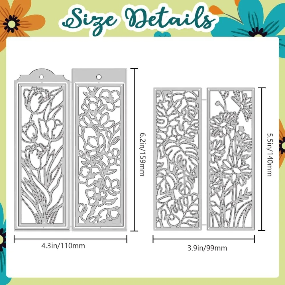 Plants Bookmarks Cutting Dies Flower Dies Cut Carbon Steel Cuts Embossing Stencils Template Dies for Bookmarks Paper Supplies