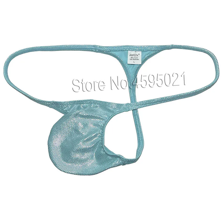 Men\'s Gloss Wet Look String Thong Metallic Luster Underwear Male Pouch Enhancing Bikini Tangas