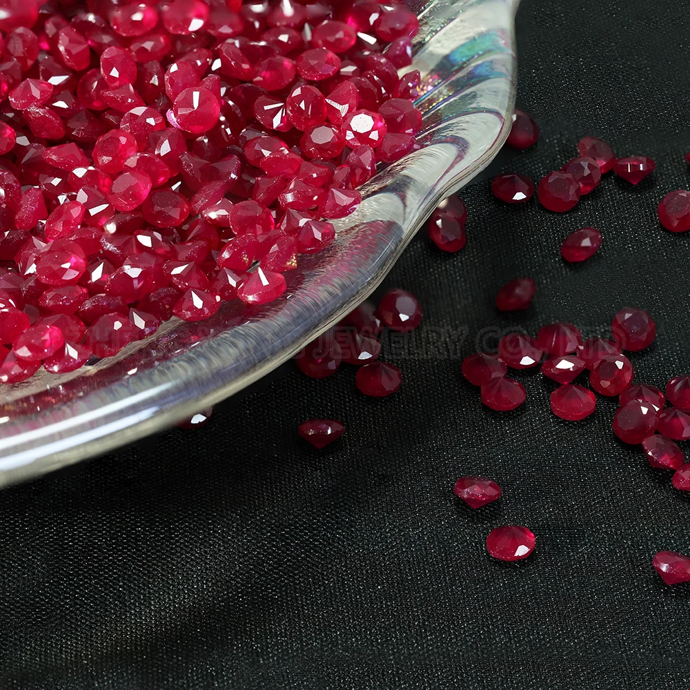 Natural Corundum Ruby Gemstone Round Cut Red Diamond