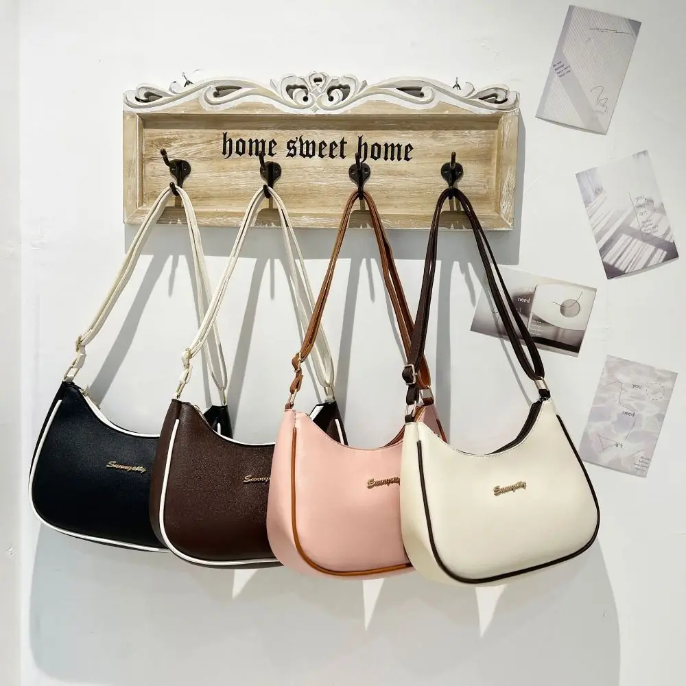 Tas Selempang Wanita Kulit PU Vintage 4 Warna Tas Bahu Korea Kapasitas Besar Tali Tahan Air Tas Ketiak Wanita Anak Perempuan