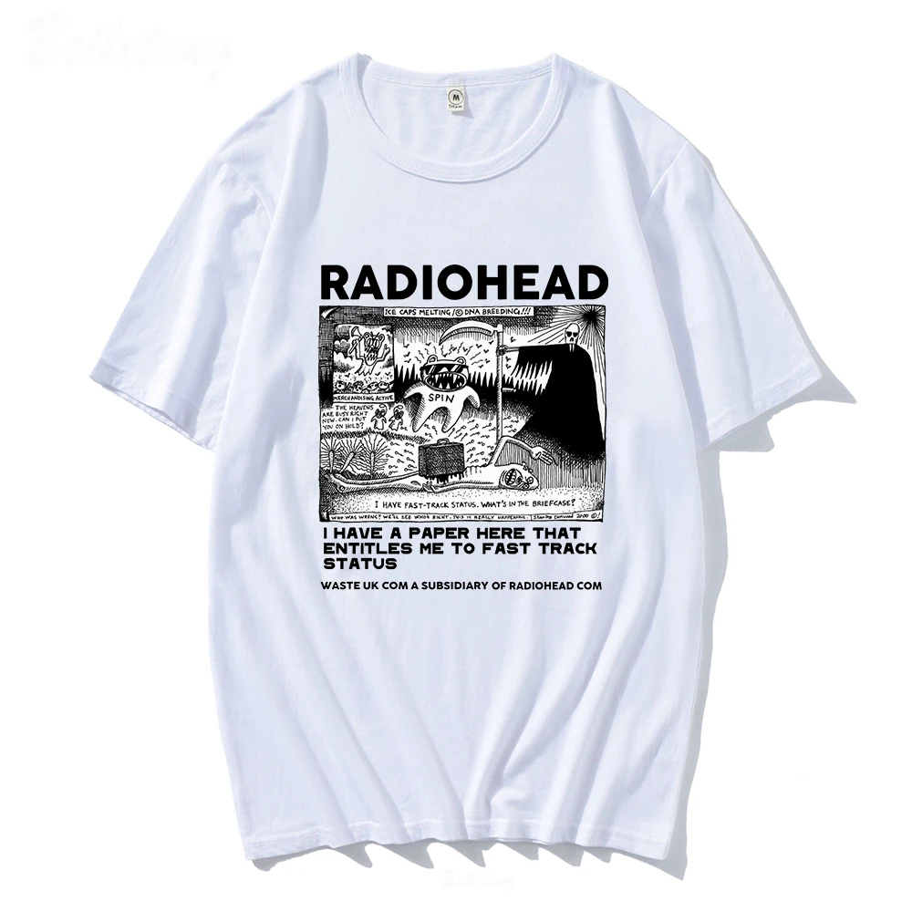 Radiohead T Shirt Men Vintage Classic Tees North America Tour Rock Boy Camisetas Hombre Hip Hop Unisex 100%Cotton Oversized Tops