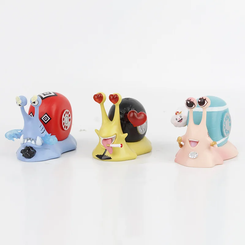 9in1 Anime Figure Trafalgar Den Den Mushi Doflamingo Law Don Quixote Telephone Snail Worm 8cm Pvc Collection Model Toy Gift