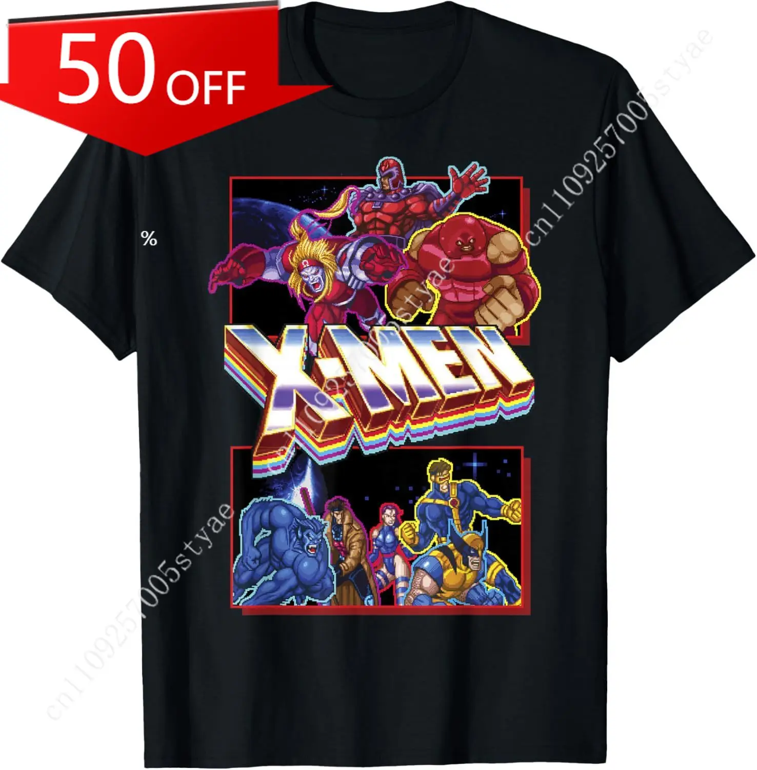 Marvel X-Men Classic Retro Video Game Logo Panels T-Shirt