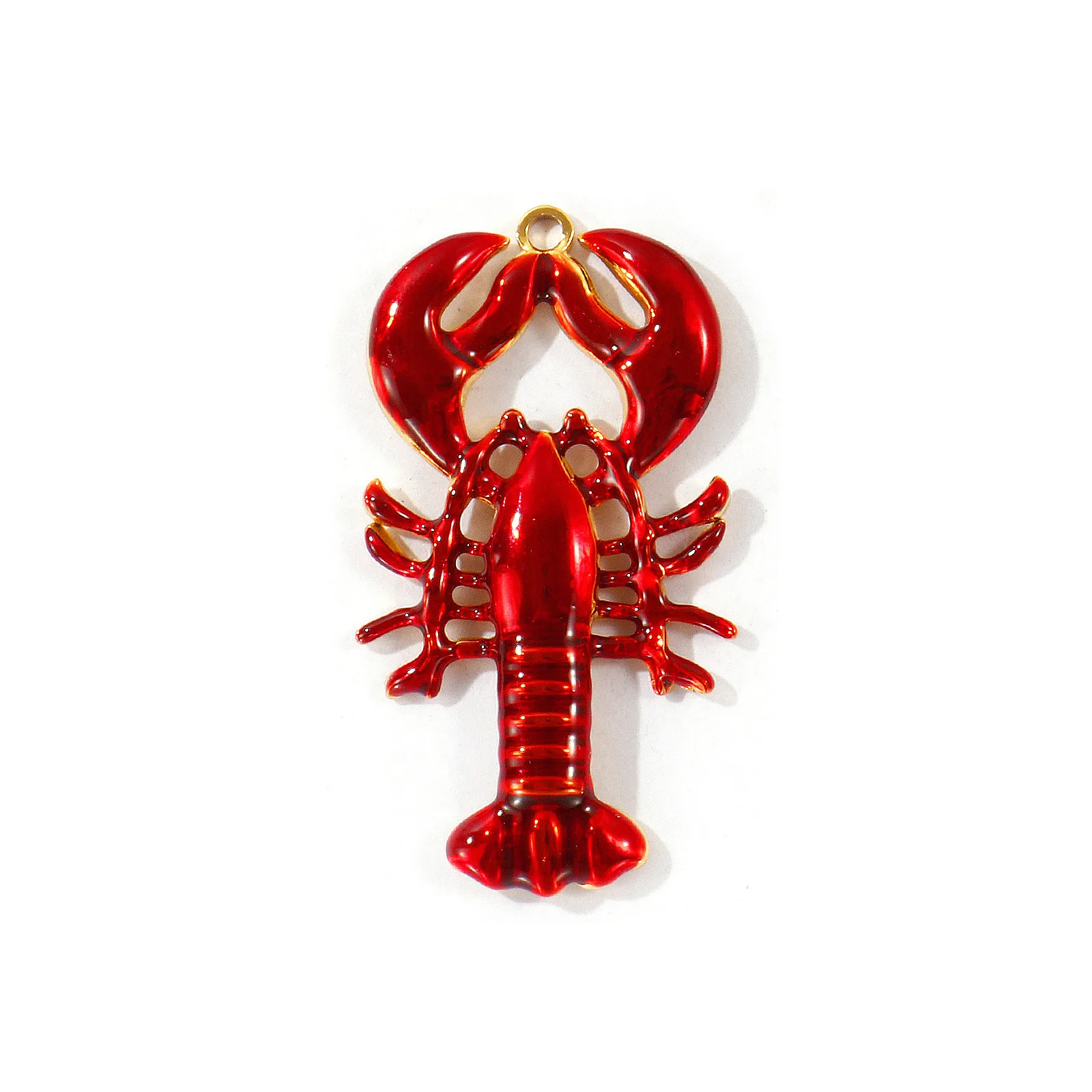 2 Stück Weinrote Emaille-Karabiner-Anhänger aus 304 Edelstahl, Ozean-Schmuck, Großhandel, 18K vergoldete Anhänger, DIY-Bastelzubehör – Detail 8