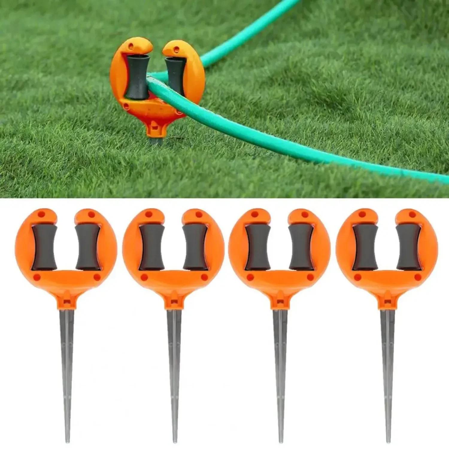 1/2pcHose Guide Spike Garden Hose Holder With Rollers Ground Insert Hose Guide Flower Beds Protects Plants For Accurate Watering