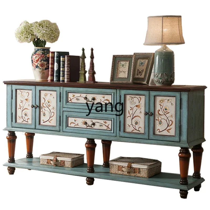LMMcountry dining side cabinet end view table side cabinet side table length table height TV cabinet solid wood 2 meters