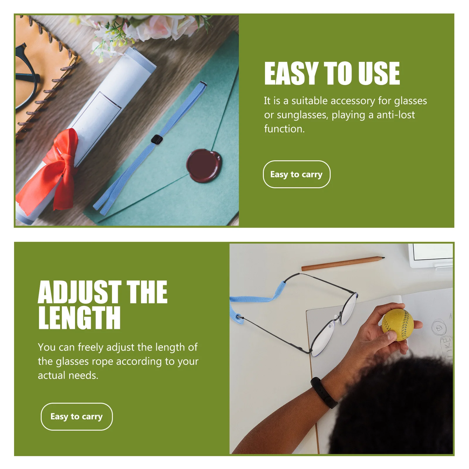 5Pcs Glasses Lanyards Wear-Resistant Adjustable Eyeglass Holder Anti-Lost Portable Sunglasses Strap Practical Accessory