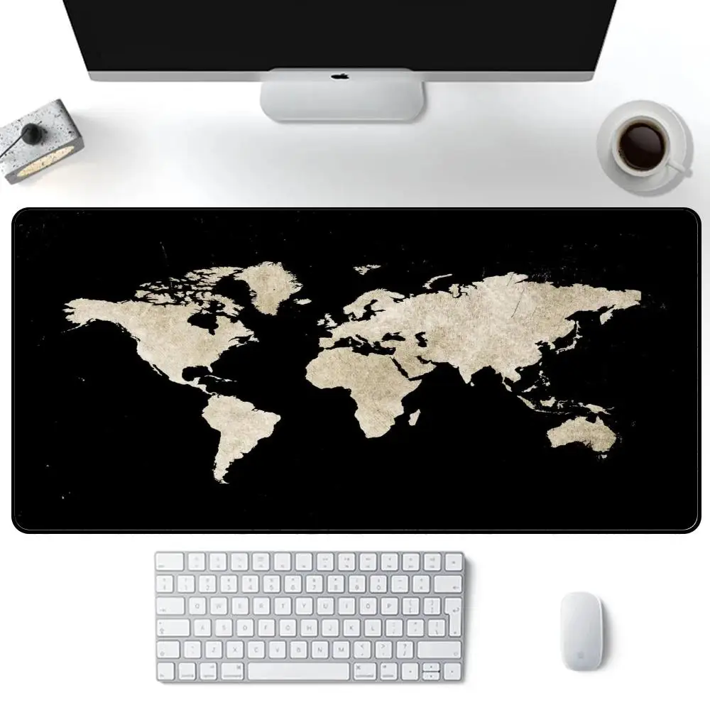 Alfombrilla de ratón lavable con parte inferior de goma antideslizante con mapa del mundo Retro adecuada para tareas y juegos y alfombrillas de ratón de oficina
