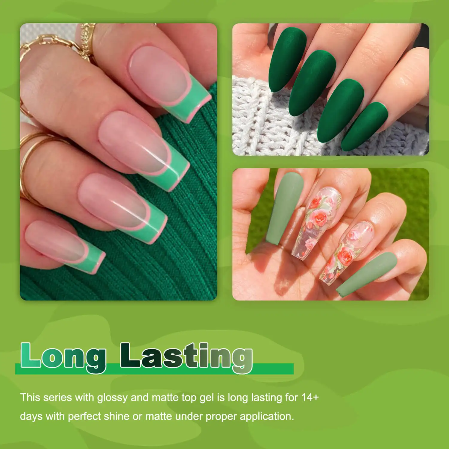 13 قطعة طقم طلاء أظافر جل مع 9 أخضر طازج وقاعدة جل لامع غير لامع معطف فوقي مبرد أظافر لصالون المنزل لتقوم بها بنفسك مانيكير الأظافر #3