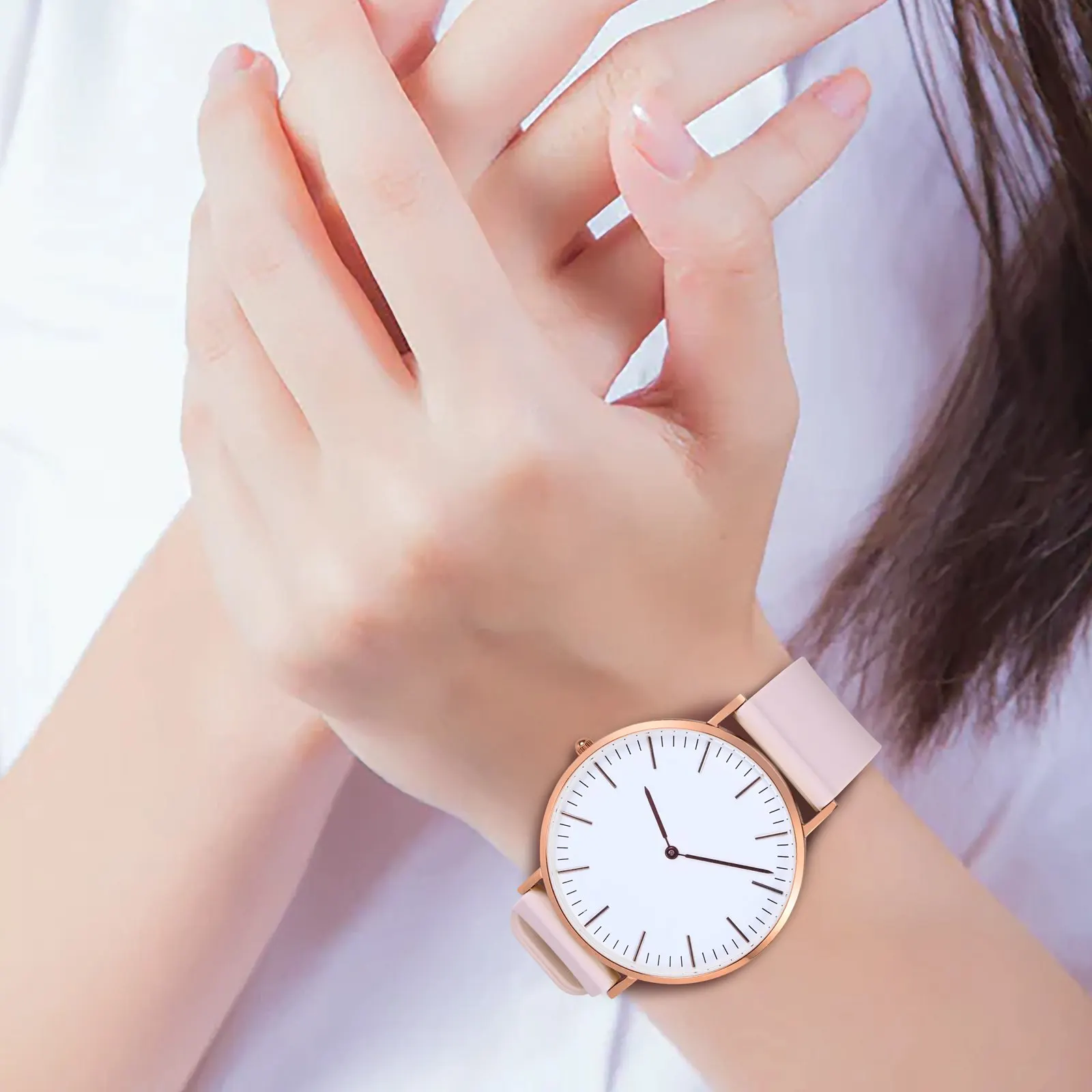 WOCCI Watchband 12 14 16 18 19 20 21 22 24mm Silicone Sport Watch Strap Women Replecement Band Stainless Rose Gold Buckle