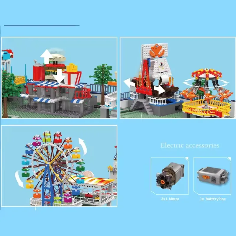 Mould King 11022 Park Rozrywki Klocki Puzzle Unikalny Zestaw Techniczny Klocków Zabawka dla Dzieci Prezent Urodzinowy dla Dzieci