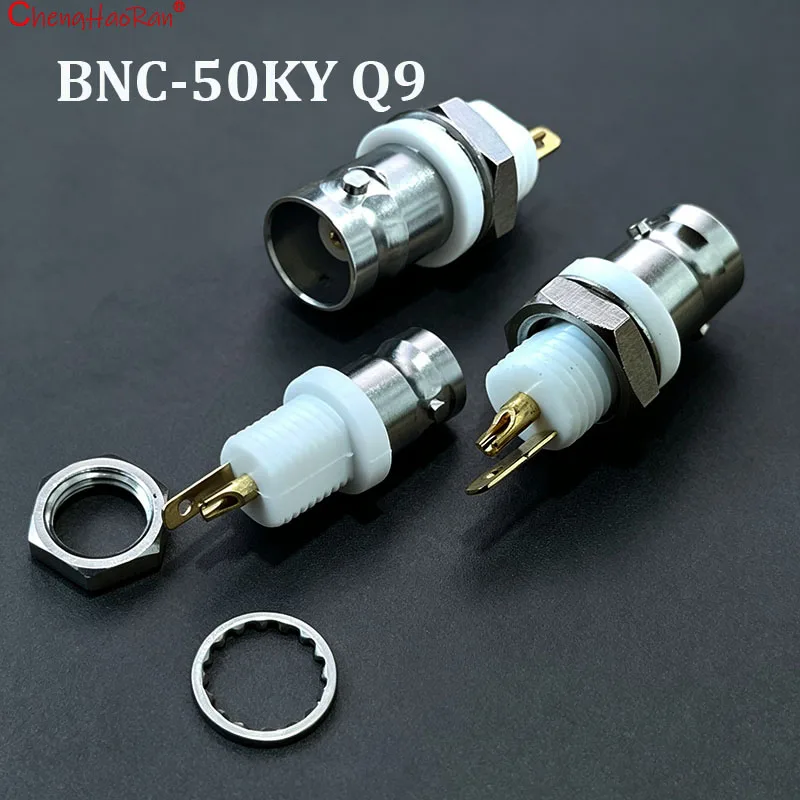 1/2/5/10PCS 50 ohm Copper Insulated BNC socket BNC-50KY Q9  Female Connector  Equipped With Nuts Washers