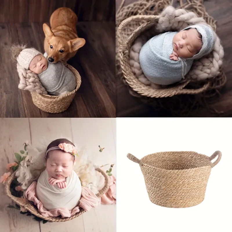 

Аксессуары для фотосъемки, корзина ручной работы из натуральной соломы, Fotografia Infantil, детская веха, реквизит для фотосессии новорожденных