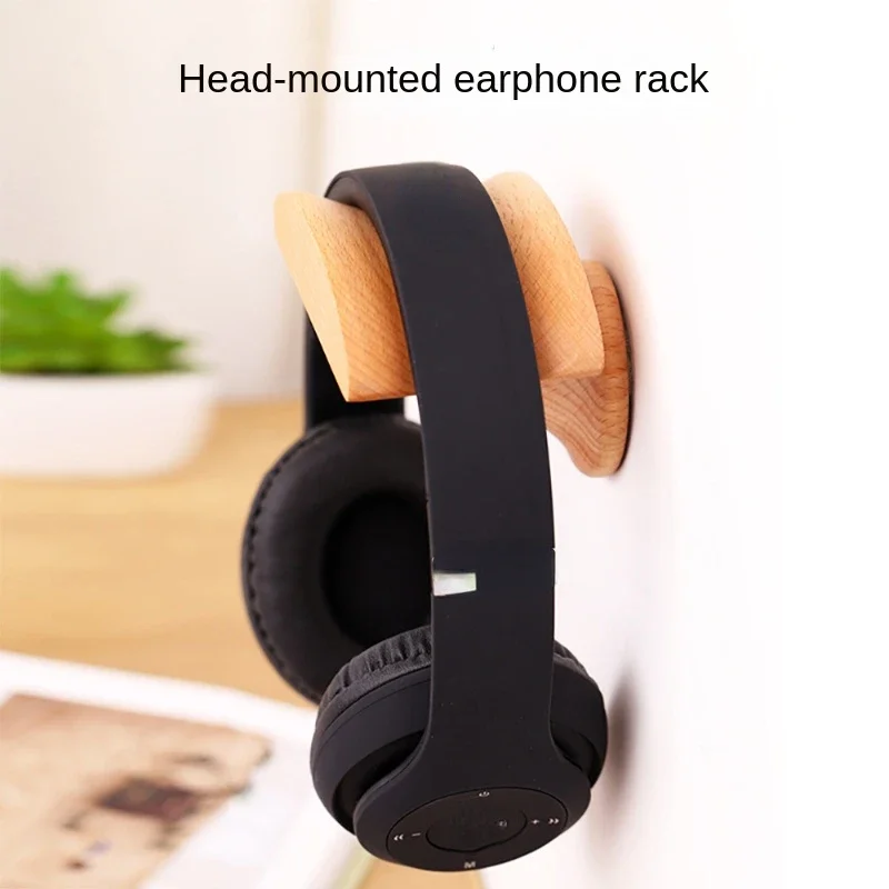 Universal Wood Headphone Stand Headset Holder Hanger Wall-mounted Wood Headphone Hook Metal Display Rack Earphone Accessories