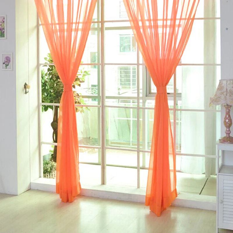 Multicolor Sheer Curtain Bay Window Screening Solid Door Curtains Drape Panel Tulle For Living Room European American Tulle