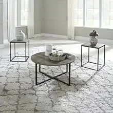 مجموعة طاولات zz by Ashley North Shore التقليدية المصنوعة من الرخام الصناعي المكونة من 3 قطع، تتضمن طاولة القهوة وطاولتين نهائيين، داكن B #4