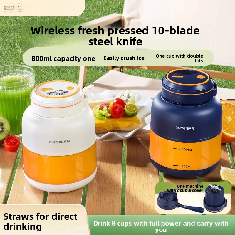 Exprimidor de cítricos eléctrico portátil y licuadora para batidos, exprimidor portátil de 28 onzas con pajita y 2 tapas, mini licuadora de frutas