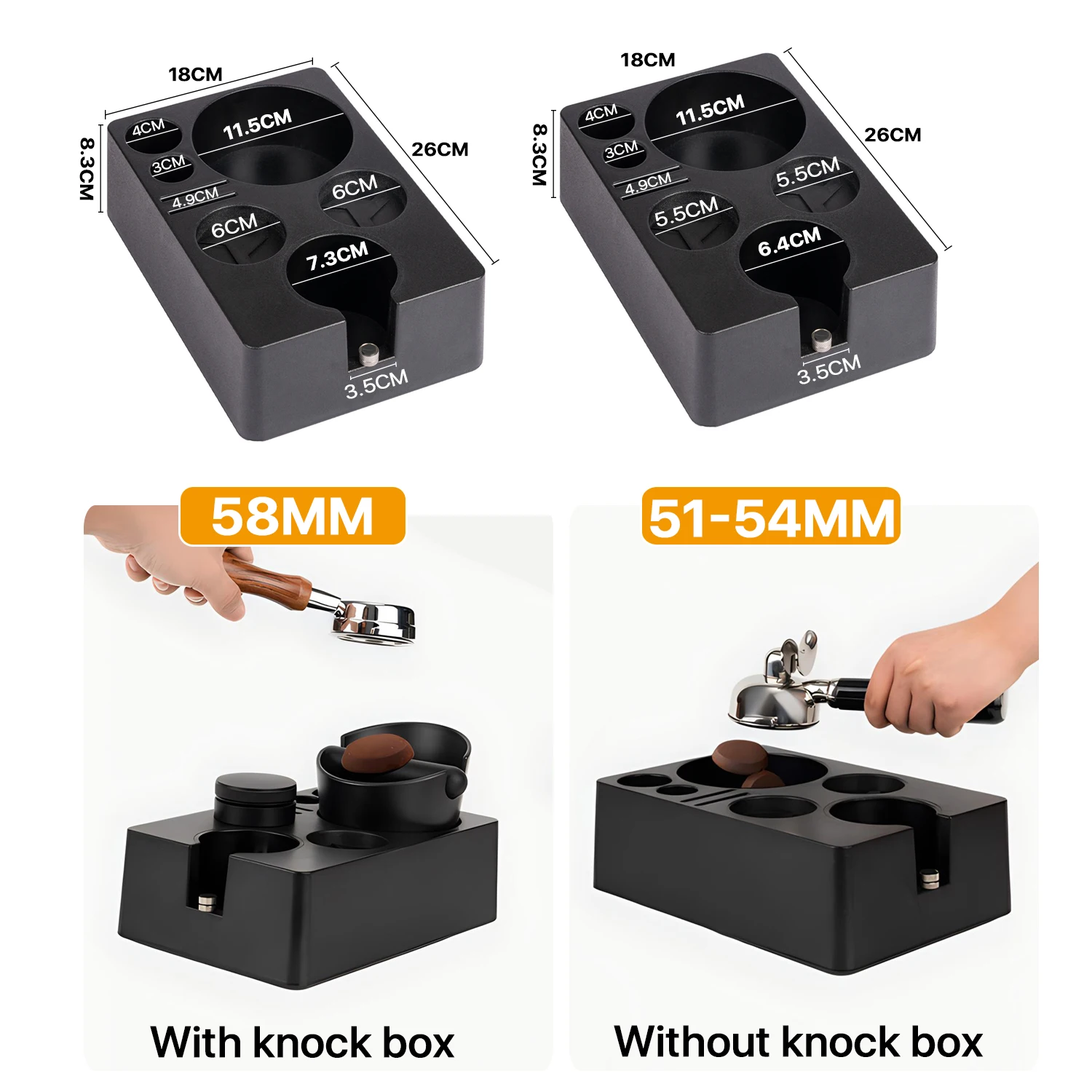 Portafiltro de café ABS de 51/53/58mm, soporte distribuidor, tapete de manipulación de Espresso, soporte para caja de golpe de Espresso, accesorios