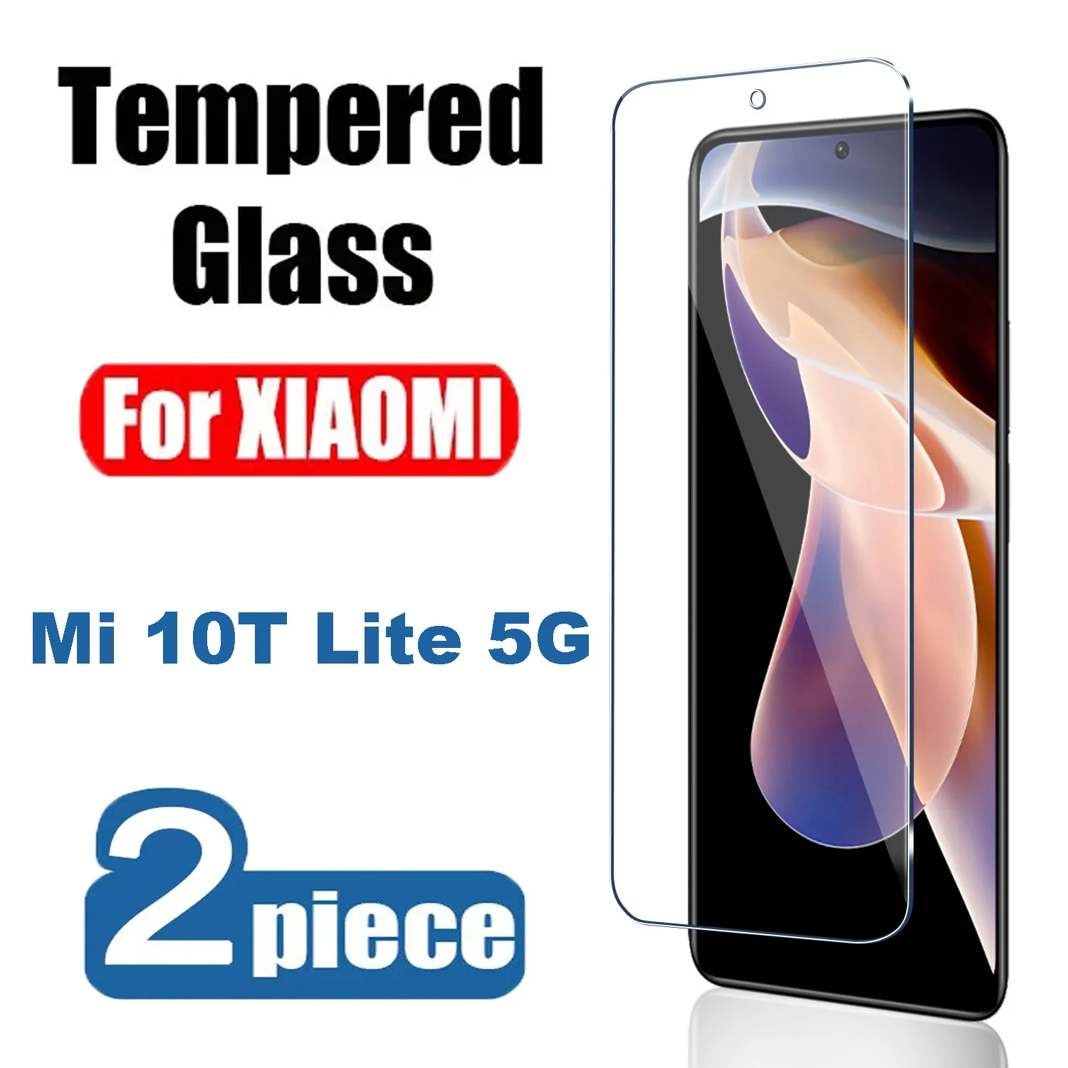 

2PCS Tempered Glass For Xiaomi Mi 10T Lite 5G Screen Protectors on Xiaomi Mi 10T Lite 5G Glass Films