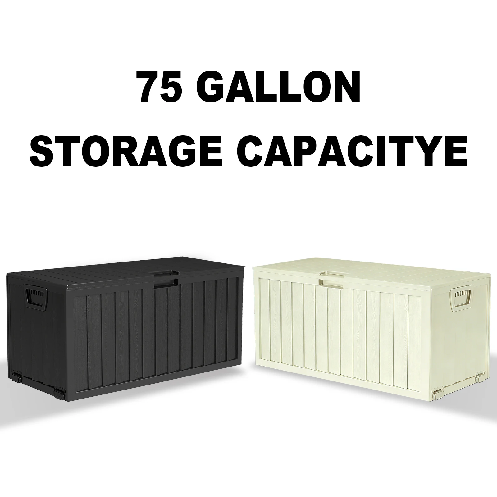 75 Gallon Heavy-Duty Waterproof Outdoor Storage Box with Flip-Top L...