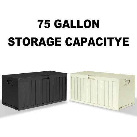 75 Gallon Heavy-Duty Waterproof Outdoor Storage Box with Flip-Top Lid & Large Deck Box Suitable for Pool Accessories, Tool Chest