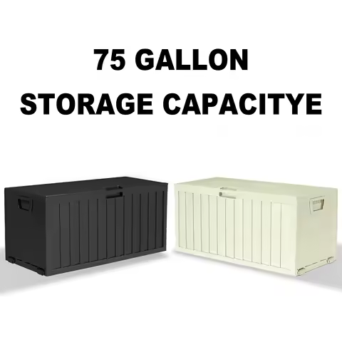 75 Gallon Heavy-Duty Waterproof Outdoor Storage Box with Flip-Top Lid &amp; Large Deck Box Suitable for Pool Accessories, Tool Chest