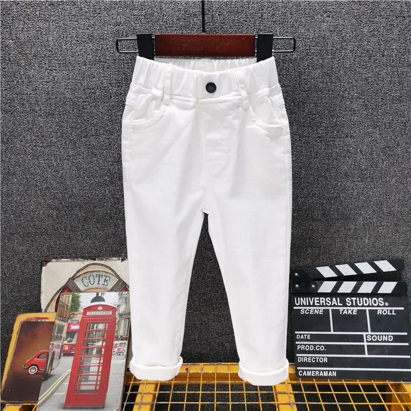 Spring Autumn Boys Casual Pants 2-8Years Old Children Pants Casual Girls Solid Color Trousers White/black Fashion Straight Pants