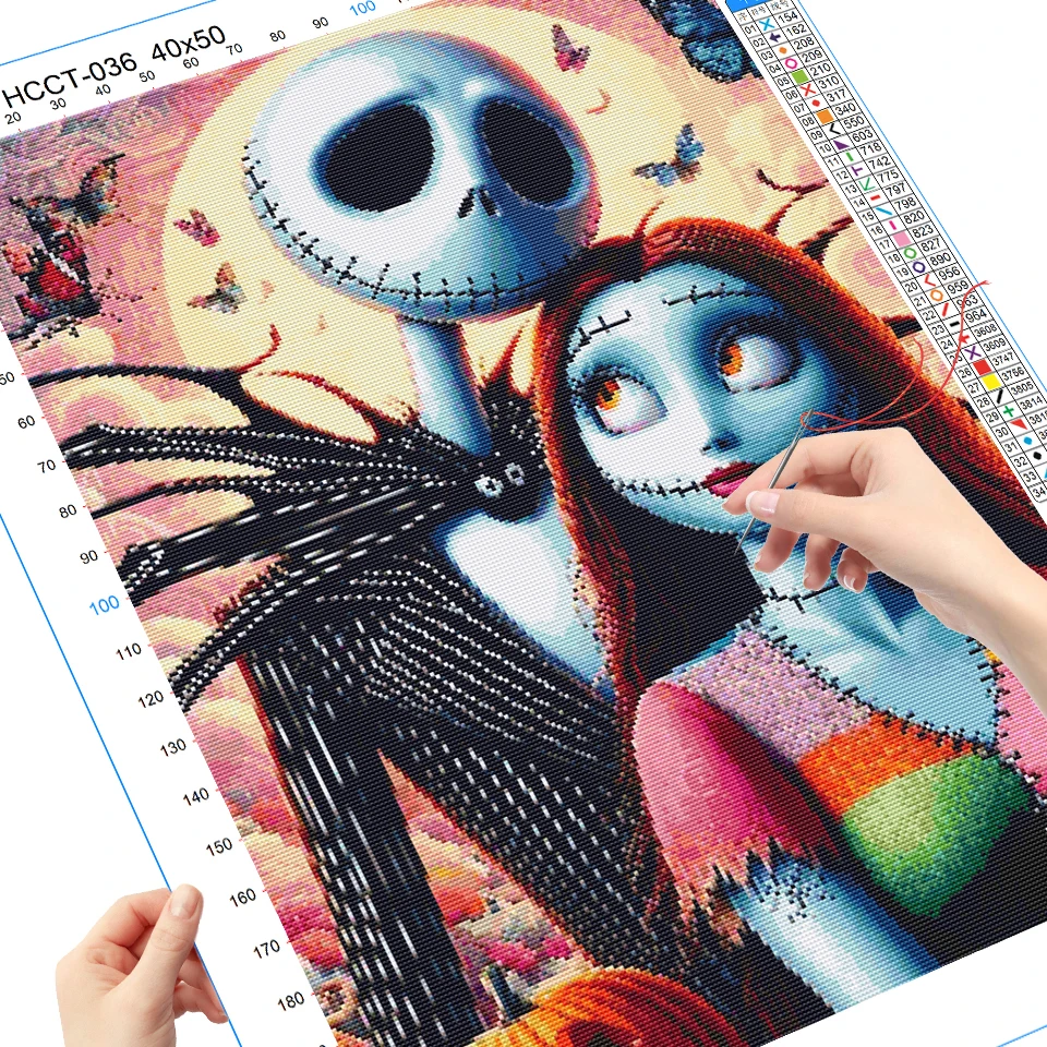 Disney Counted Cross Stitch Jack Skellington On Canvas Embroidery Supplies Terror Cartoon 14ct Kits Wall Art