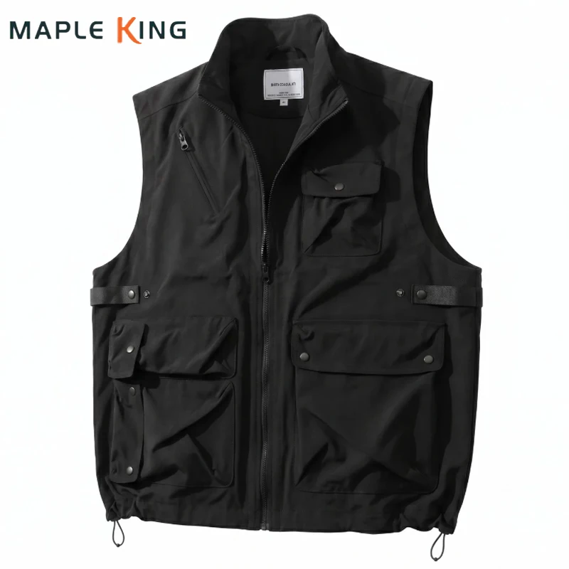 Multiple Pockets Black Man Vest Outdoor Colete Vintage Masculino Reporter Loose Military Functional Tactics Sleeveless Jacket