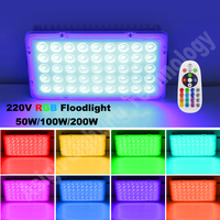 220V 50W 100W 200W RGB Flood Light SMD2835 LED Reflector IP66 Waterproof LED Spotlight for Outdoor Street Light Lighting Decor