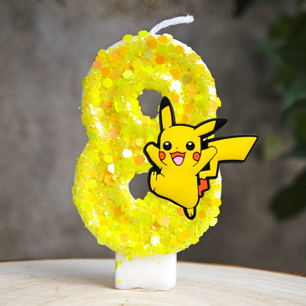 Pokemon Pikachu Kerze Cartoon 0-9 Nummer Geburtstagskerze Kind Babyparty Geburtstag Plug-in Kuchen Party Charakter Geschenkzubehör