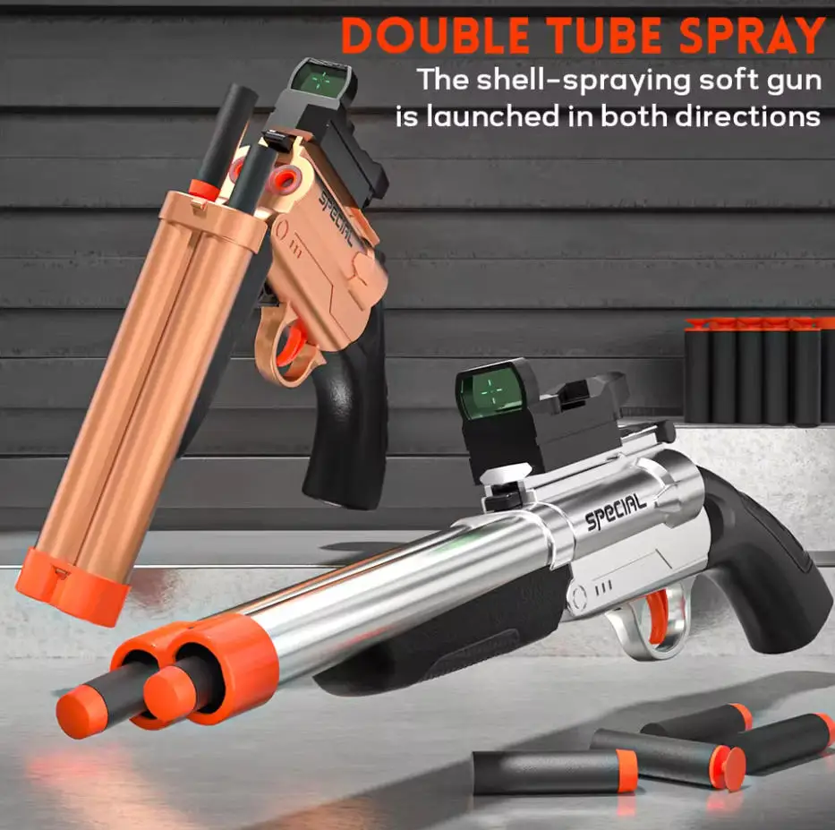 S686 Double Barreled Rifle Short Rifle Toy Gun Airsoft Launcher Soft Bullets Outdoor Sports Game Shot Gun Weapon for Kids Gift